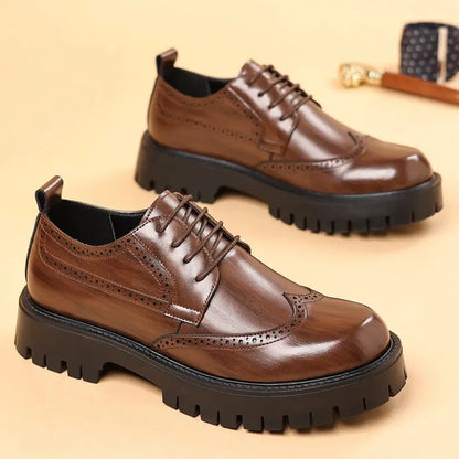 Men's Leather Oxford Shoes with Chunky Sole