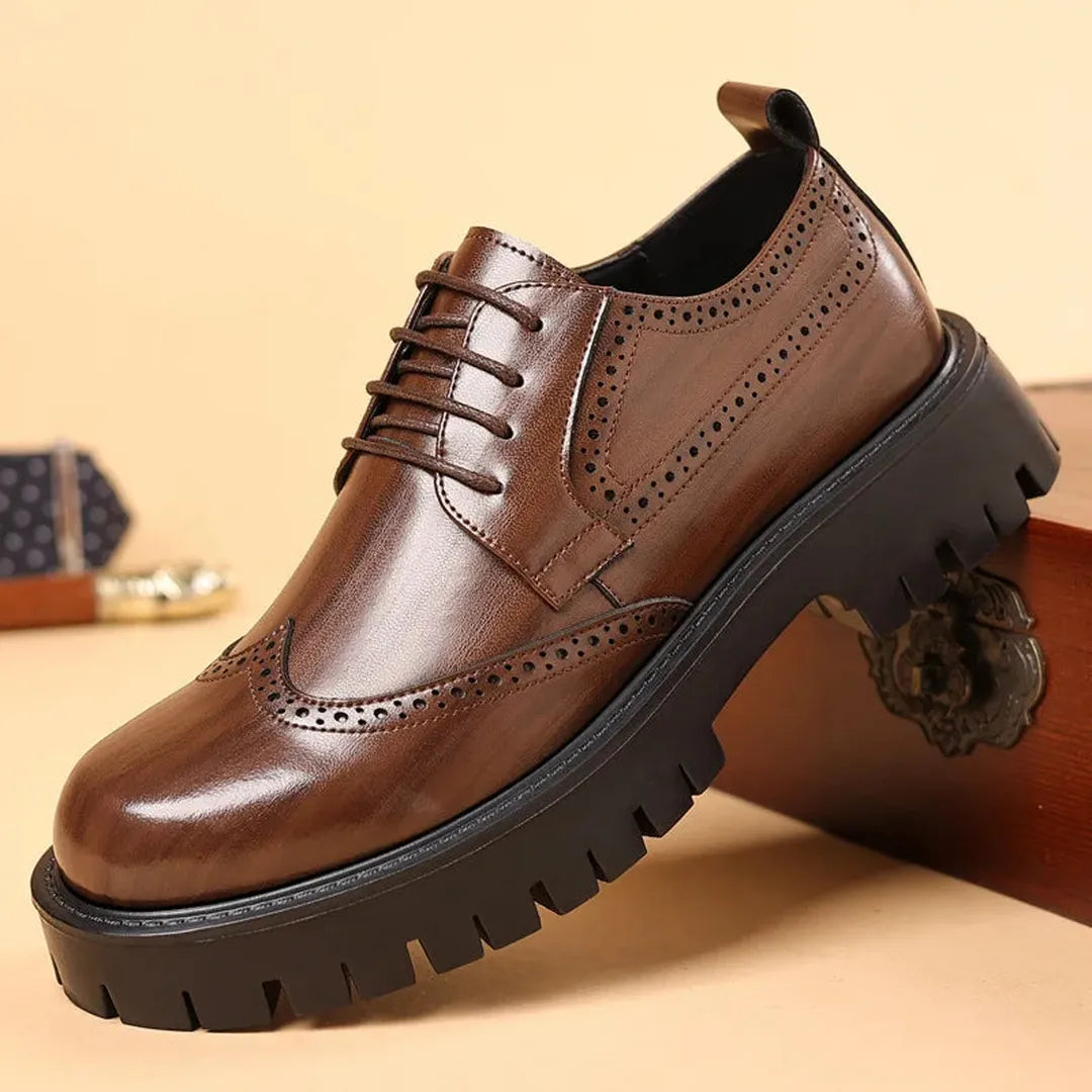 Men's Leather Oxford Shoes with Chunky Sole
