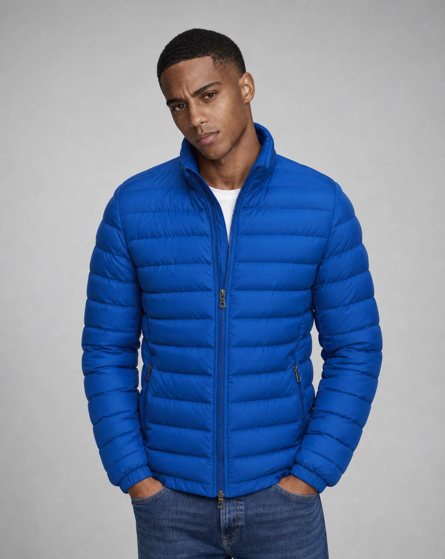 Men's blue lightweight luxury summer jacket by ILYNORA
