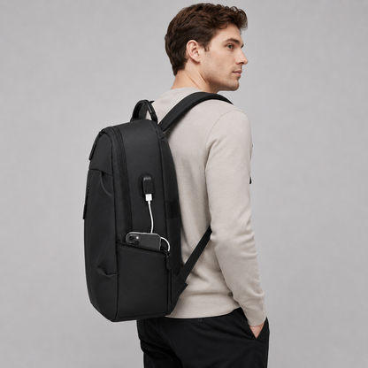 Men's Minimalist Backpack With USB Port