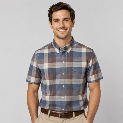 Men's Oxford Cotton Short Sleeve Summer Shirt