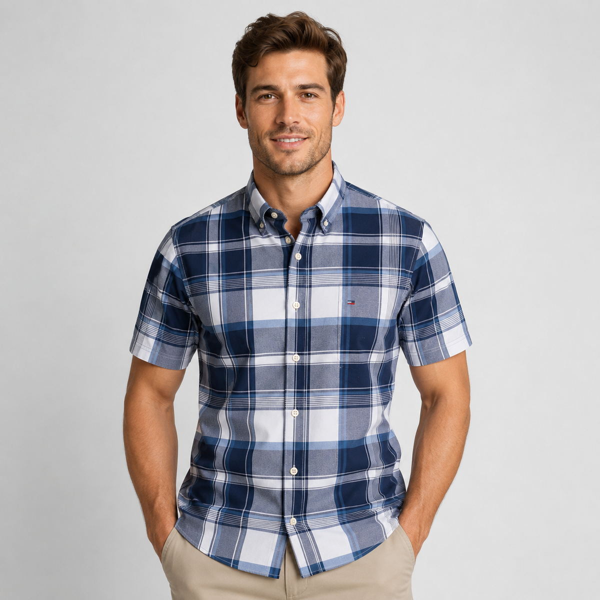 Men's Oxford Cotton Short Sleeve Summer Shirt