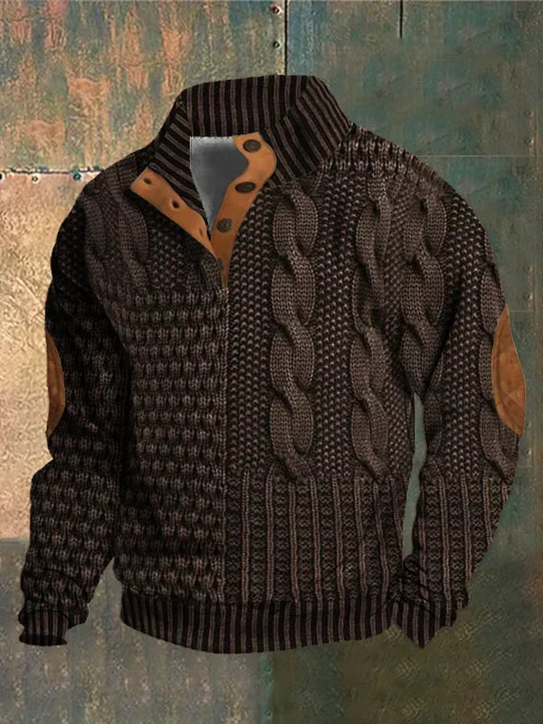 Men's Patterned Knit Crew Neck Sweater