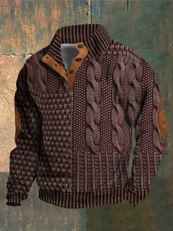 Men's Patterned Knit Crew Neck Sweater