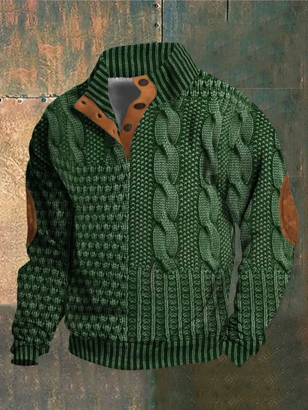 Men's Patterned Knit Crew Neck Sweater
