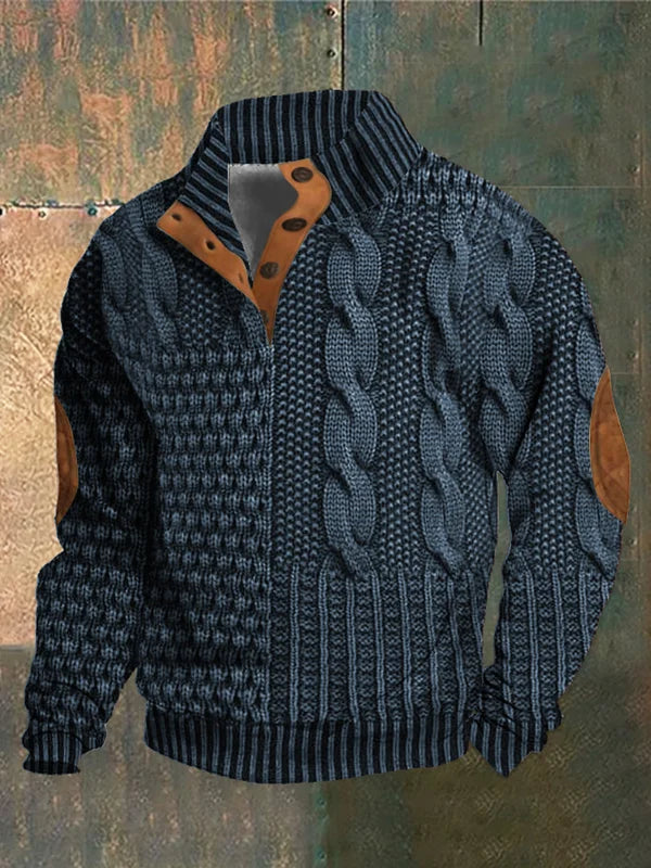 Men's Patterned Knit Crew Neck Sweater