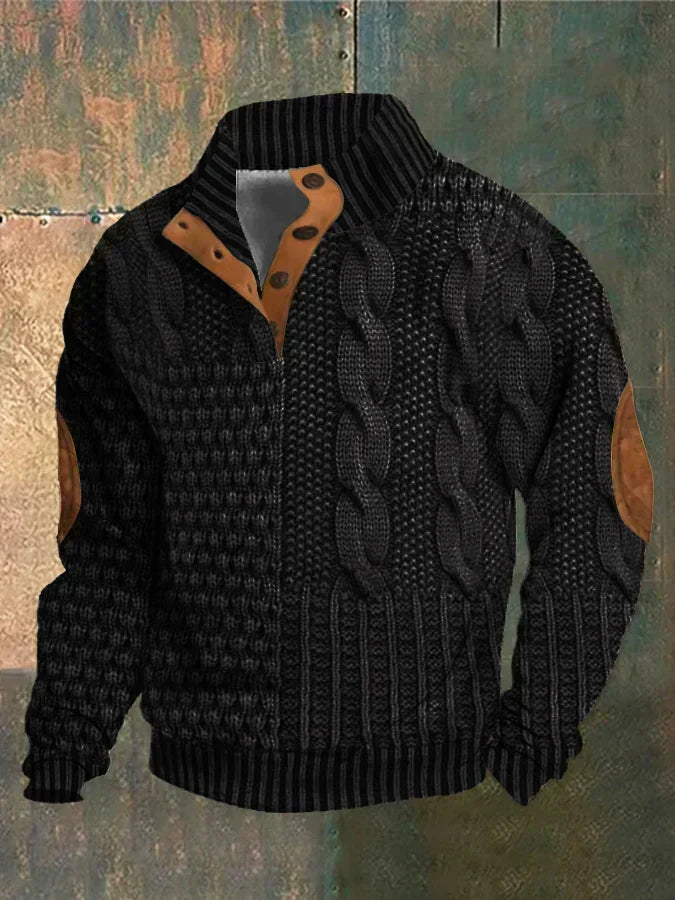 Men's Patterned Knit Crew Neck Sweater