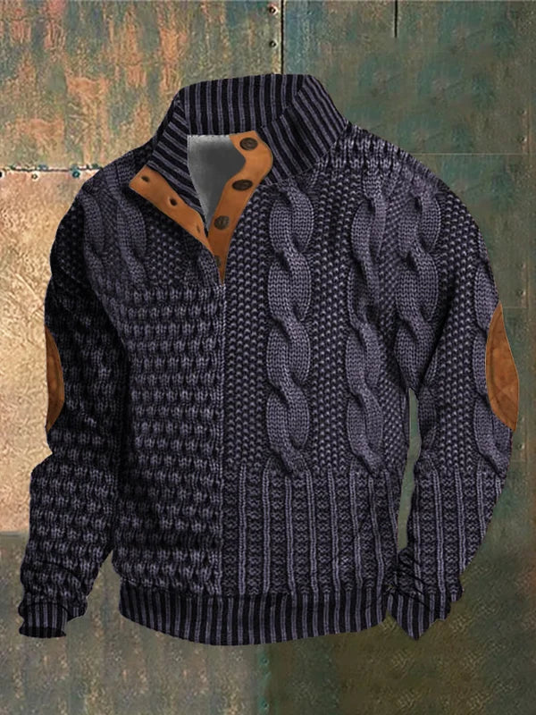 Men's Patterned Knit Crew Neck Sweater