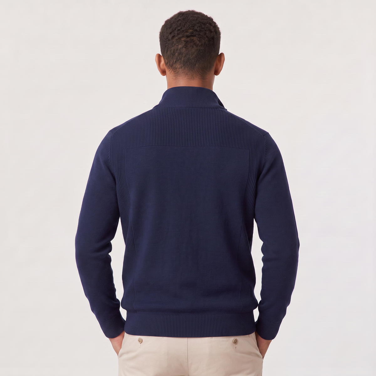 Men's Quarter Zip Knit Sweater with Stand Collar