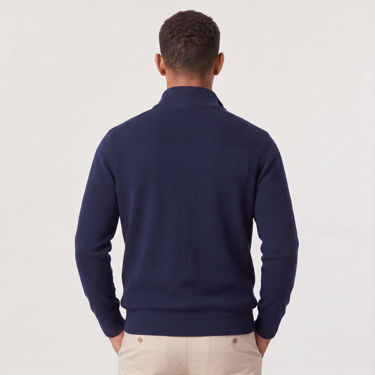 Men's Quarter Zip Knit Sweater with Stand Collar