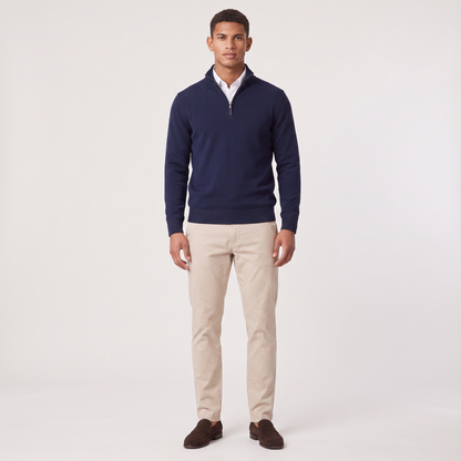 Men's Quarter Zip Knit Sweater with Stand Collar