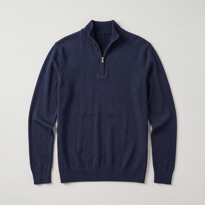 Men's Quarter Zip Knit Sweater with Stand Collar