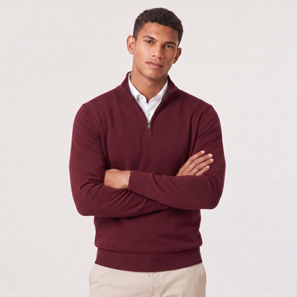 Men's Quarter Zip Knit Sweater with Stand Collar