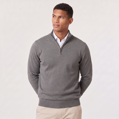 Men's Quarter Zip Knit Sweater with Stand Collar