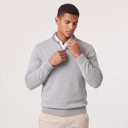 Men's Quarter Zip Knit Sweater with Stand Collar