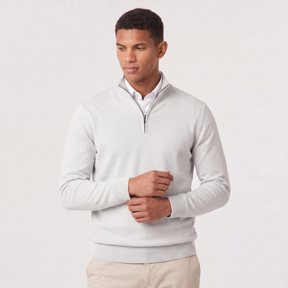 Men's Quarter Zip Knit Sweater with Stand Collar