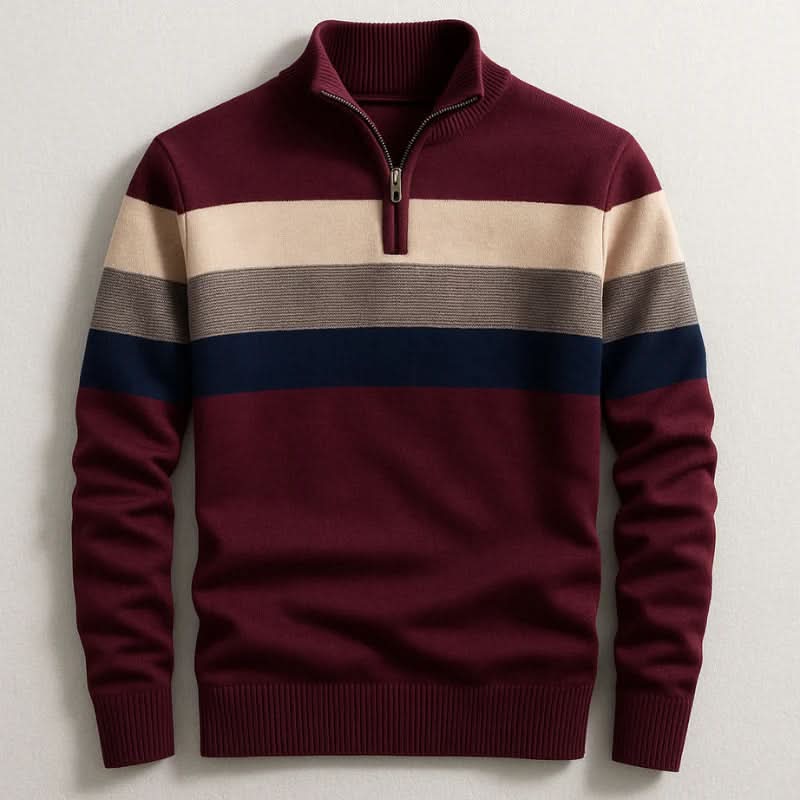 Men's Quarter Zip Ribbed Pullover