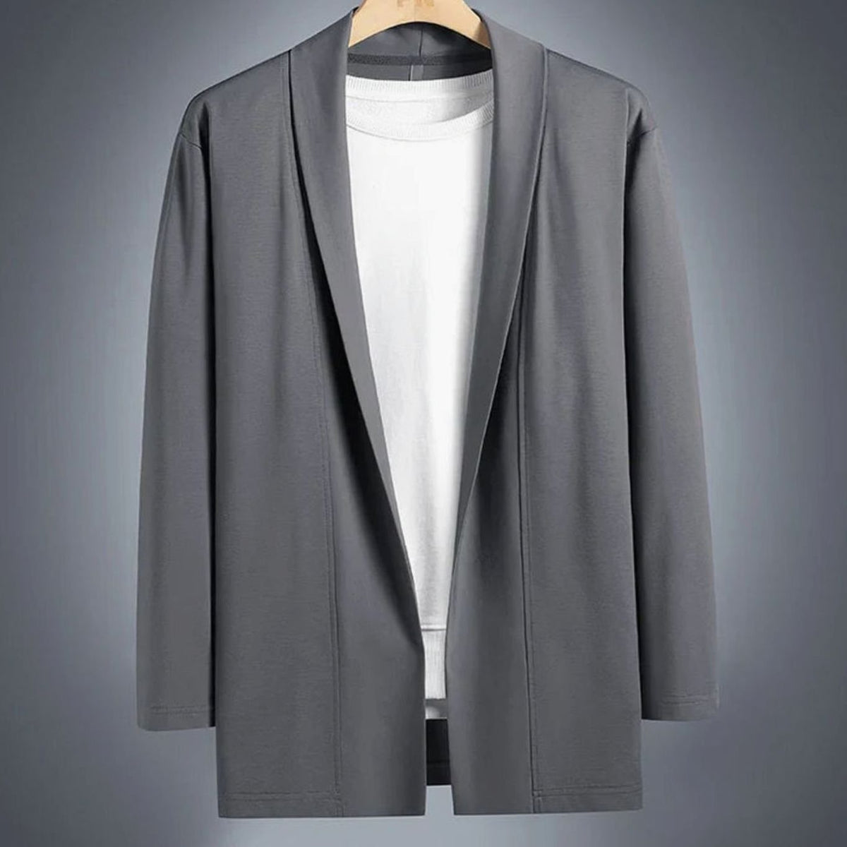 Men's Relaxed Open-Front Cotton Topcoat