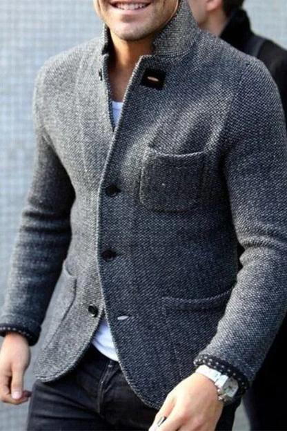 Men's Retro Wool Blend Cardigan Jacket