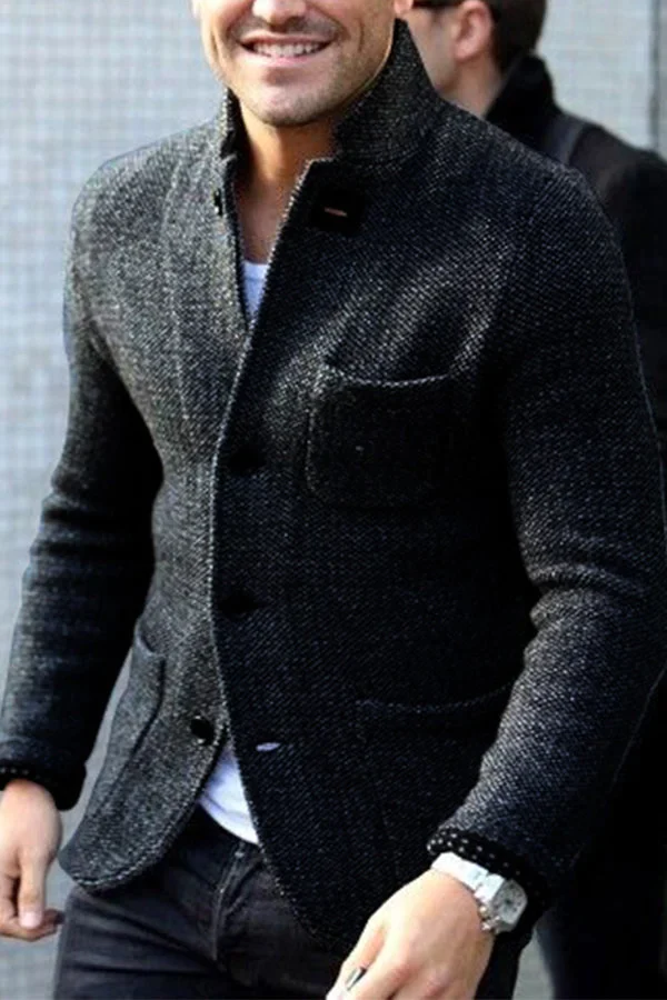 Men's Retro Wool Blend Cardigan Jacket