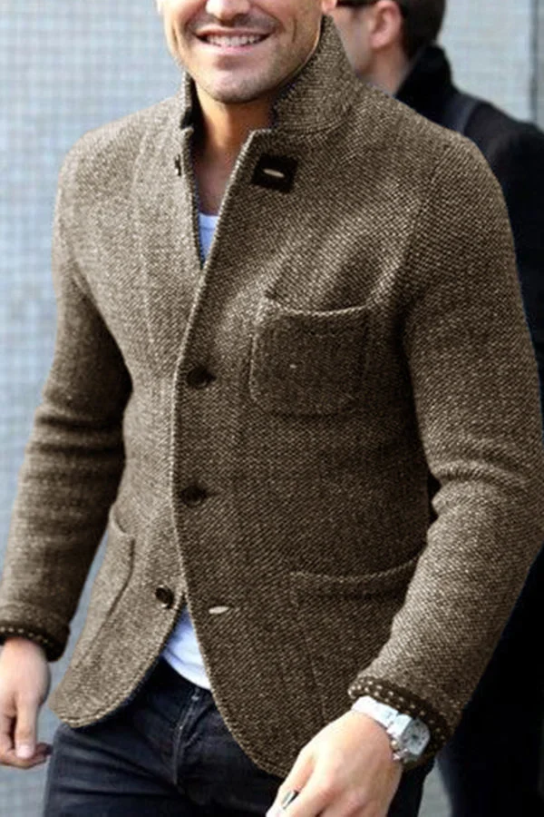 Men's Retro Wool Blend Cardigan Jacket