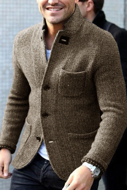 Men's Retro Wool Blend Cardigan Jacket