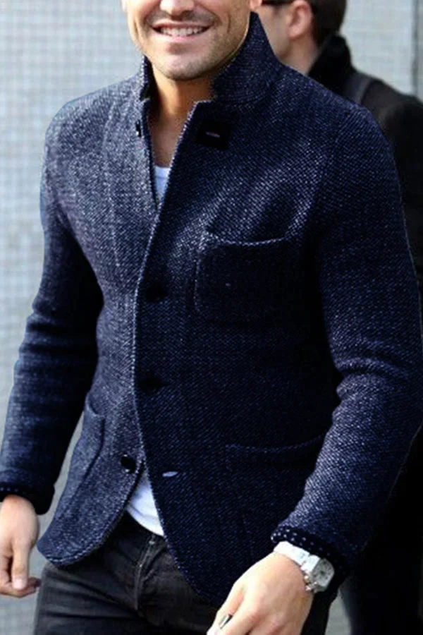 Men's Retro Wool Blend Cardigan Jacket