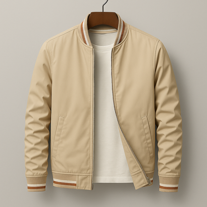 Men's Ribbed Trim Zip Front Jacket