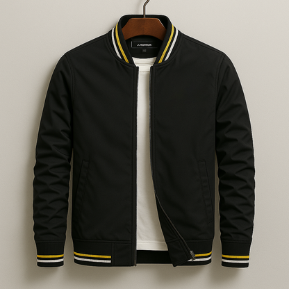 Men's Ribbed Trim Zip Front Jacket