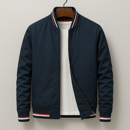 Men's Ribbed Trim Zip Front Jacket