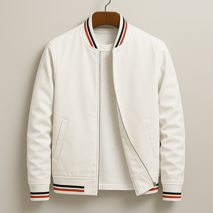 Men's Ribbed Trim Zip Front Jacket