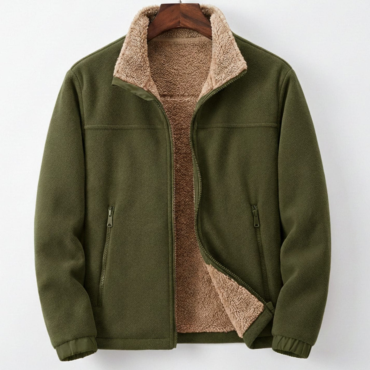 Men's Sherpa-Lined Full-Zip Fleece Jacket