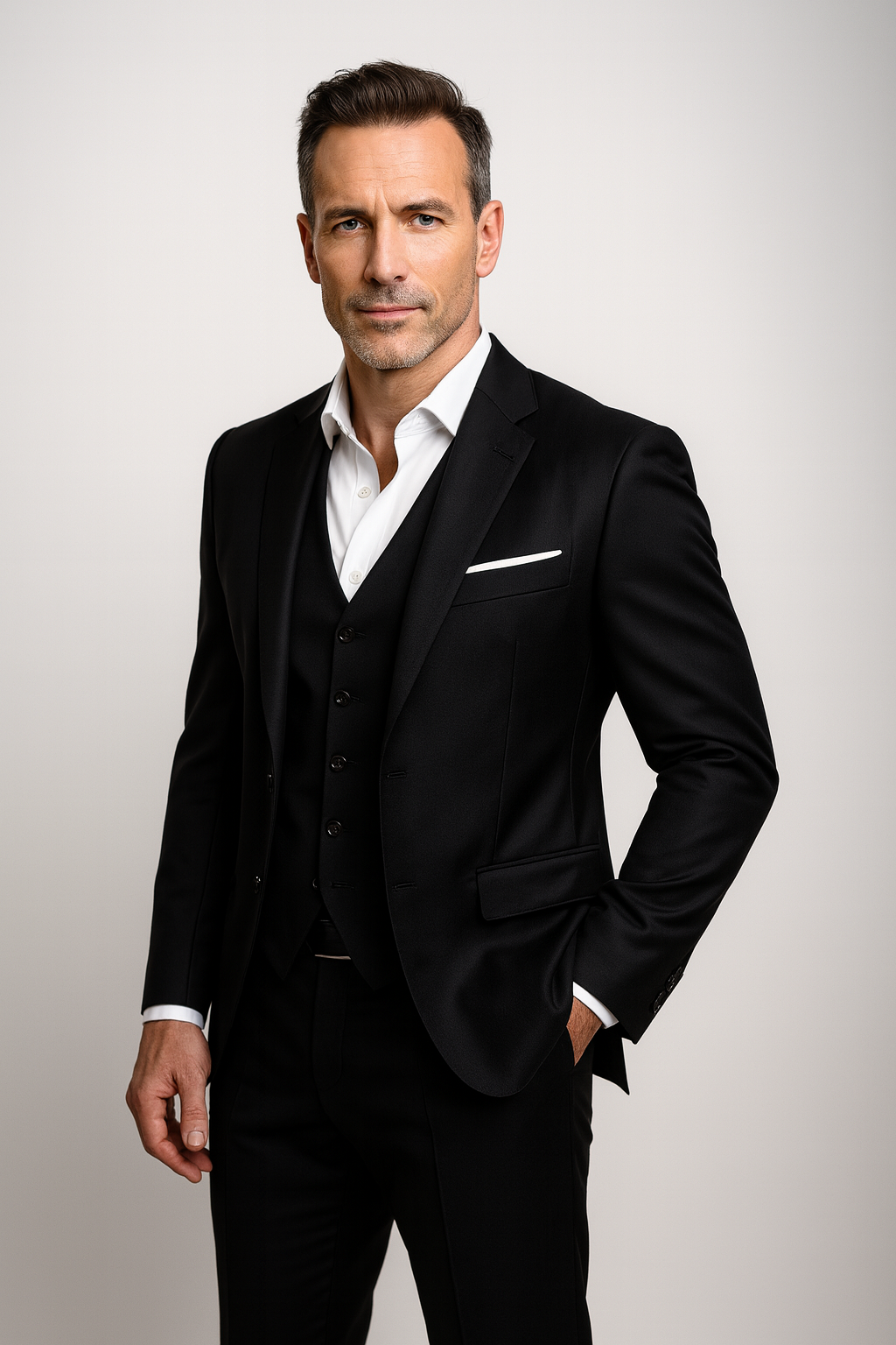 Men's Slim Fit Three Piece Suit and Waistcoat Set