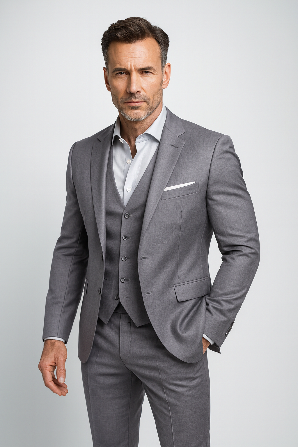 Men's Slim Fit Three Piece Suit and Waistcoat Set