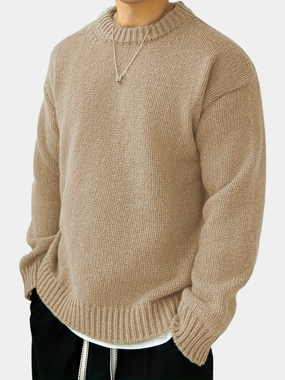 Men's Solid Knit Crew Neck Jumper