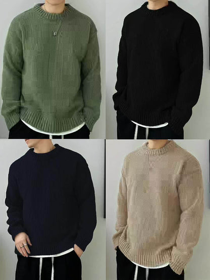 Men's Solid Knit Crew Neck Jumper