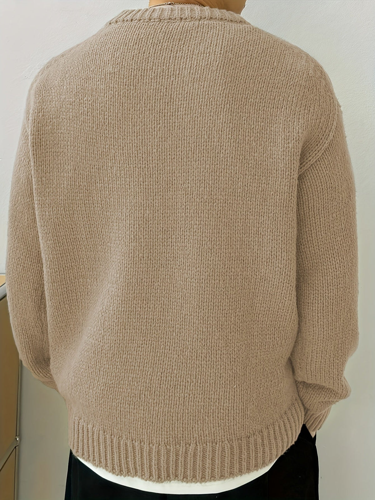 Men's Solid Knit Crew Neck Jumper