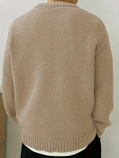Men's Solid Knit Crew Neck Jumper