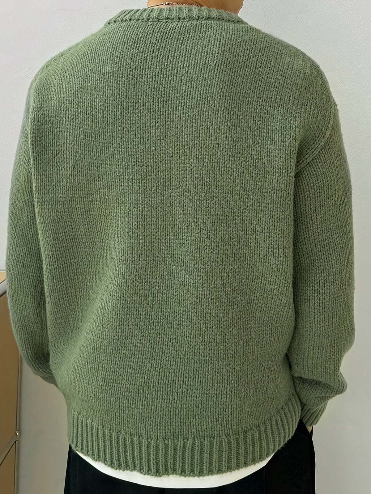Men's Solid Knit Crew Neck Jumper