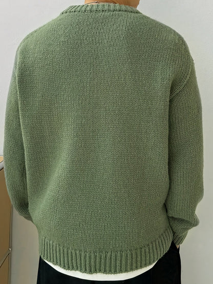 Men's Solid Knit Crew Neck Jumper