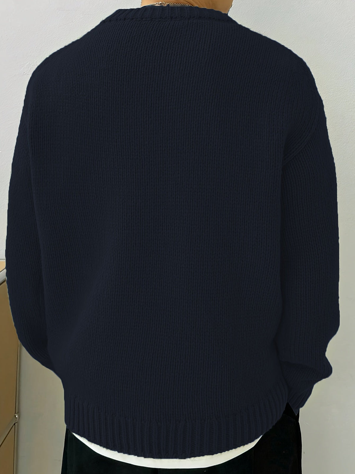 Men's Solid Knit Crew Neck Jumper