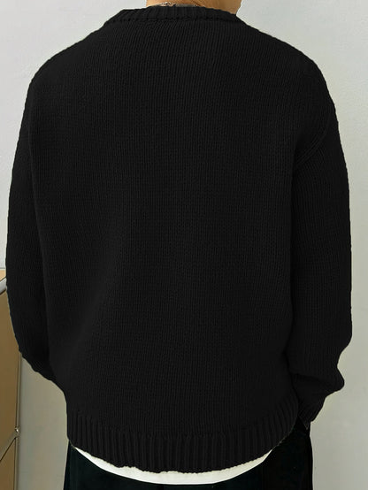 Men's Solid Knit Crew Neck Jumper