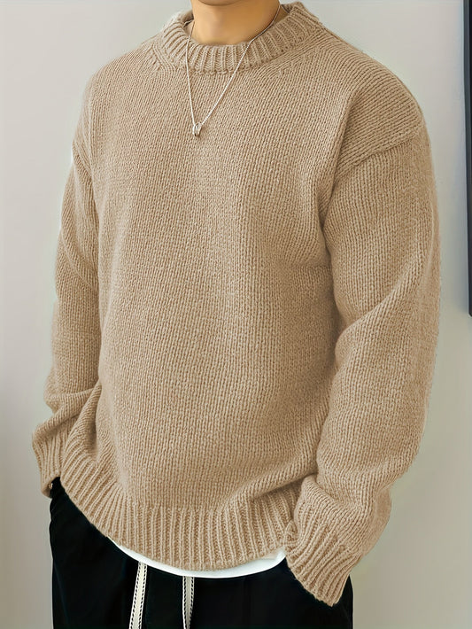 Men's Solid Knit Crew Neck Jumper