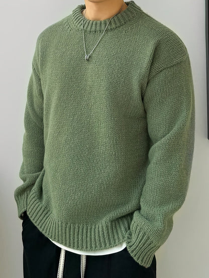 Men's Solid Knit Crew Neck Jumper