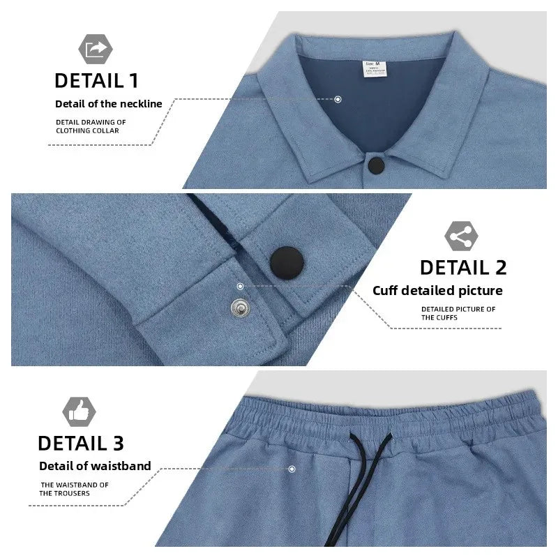 Men's Suede Jacket And Trouser Two Piece Set