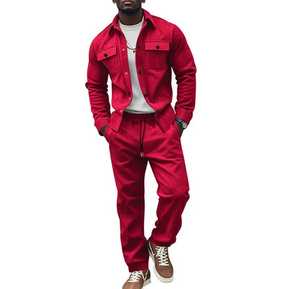 Men's Suede Jacket And Trouser Two Piece Set