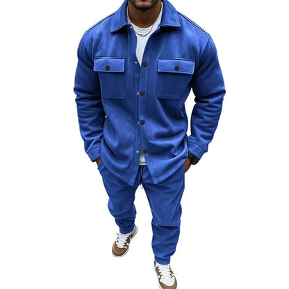 Men's Suede Jacket And Trouser Two Piece Set