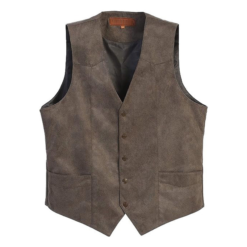 Men's Tailored Faux Leather Vest