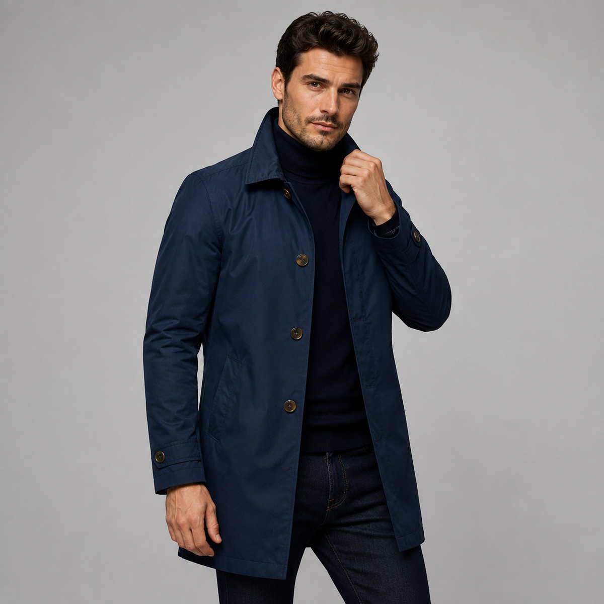 Men's Tailored Longline Button Front Coat