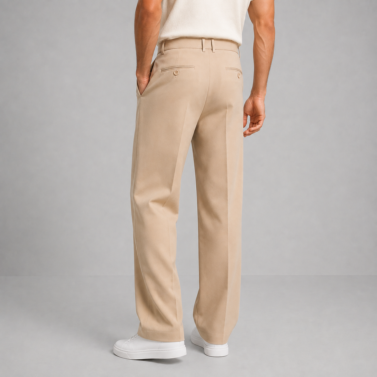 Men's Tailored Straight Leg Trousers with Front Pleat